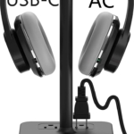 KAFRI RGB Headphone Stand with USB Charger Desk Gaming Headset Holder Hanger Rack with 3 USB Charging Port and 2 Outlet - Suitable for Gamer Desktop Table Game Earphone Accessories Boyfriend Gift